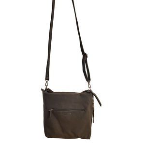 Max Studio Dk Green Bag Purse Pebble Leather Look Shoulder Crossbody Zip GUC